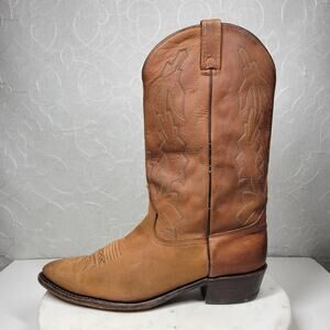 VTG Dan Post Marlboro Boots Mens 13D Brown Tan Cowhide Leather Western Cowboy